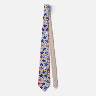 Cravate Trendy America Rouge Blanc Bleu Étoiles Beige