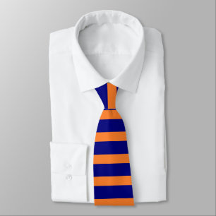 Cravate Trendy Navy Blue and Orange Horizontal Stripes
