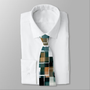 Cravate Trendy Teal Brown Black White Plaid