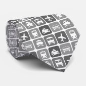 Cravate Trendy Travel Icons Black and White Pattern (Roulé)