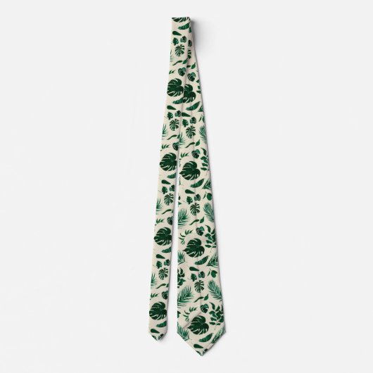 Cravate Trendy Tropical Foliage Vert Feuille Motif (Dos)