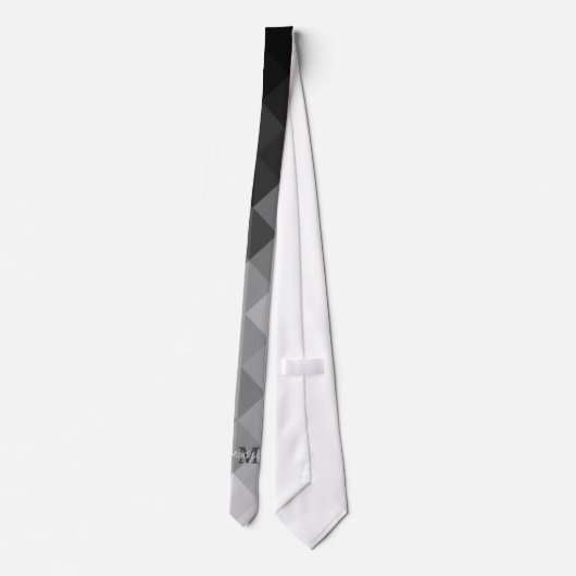 Cravate Triangle gris carré géométrique motif Monogramme (Dos)