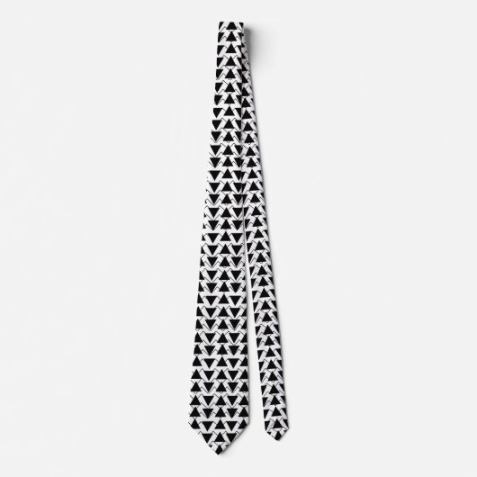 Cravate Triangle noir et blanc Chevron Stripes Motif (Devant)
