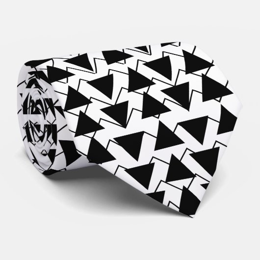 Cravate Triangle noir et blanc Chevron Stripes Motif (Roulé)