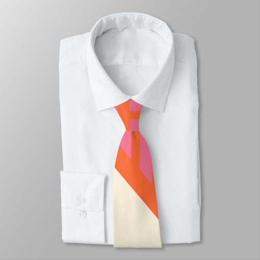 Cravate Triangle rayures en rose, orange et crème (Attaché)
