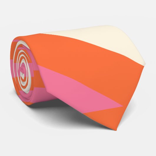 Cravate Triangle rayures en rose, orange et crème (Roulé)
