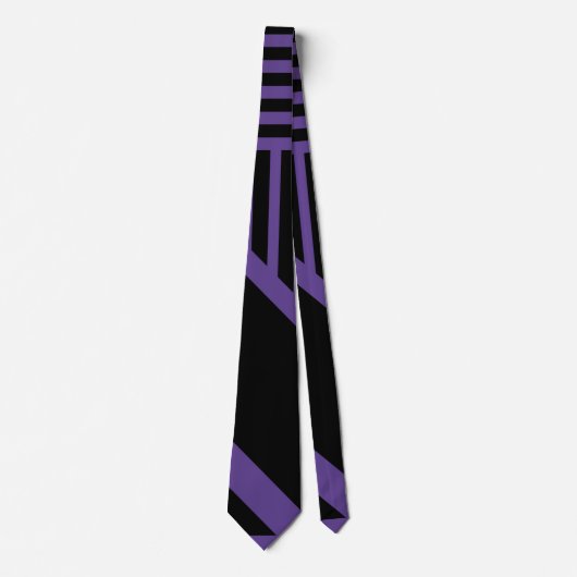 Cravate Triangle rayures en violet et noir (Devant)