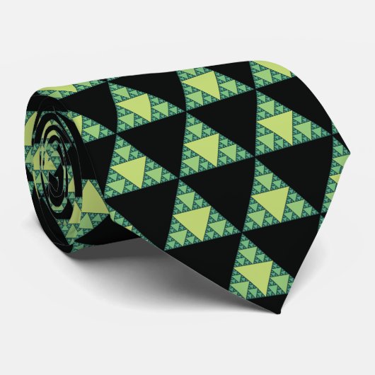 Cravate Triangle Sierpinski dans les tons verts (Roulé)