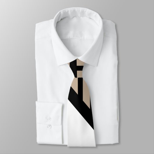 Cravate Triangle - Taupe, noir et blanc (Attaché)