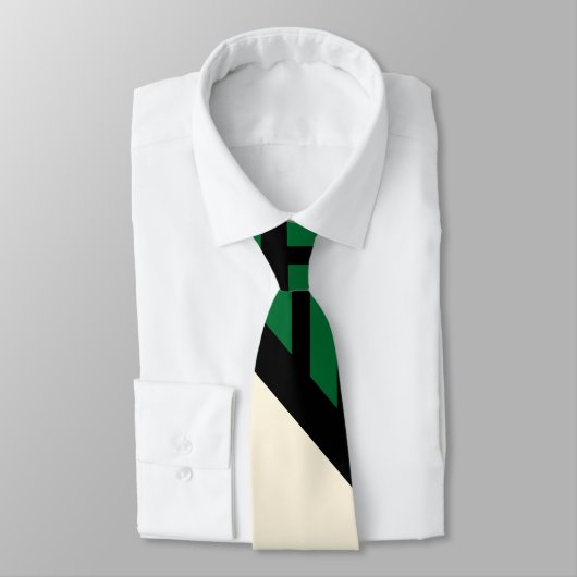 Cravate Triangle - Vert, Crème et Noir (Attaché)