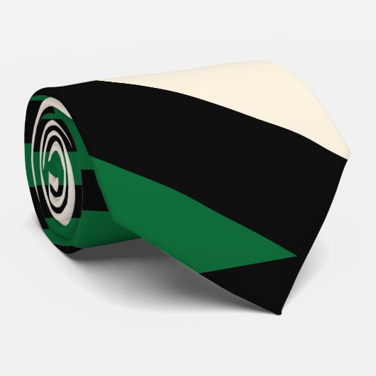 Cravate Triangle - Vert, Crème et Noir (Roulé)