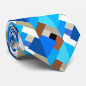 Cravate Triangles Abstraits modernes, Bleu de Cobalt et Br (Roulé)