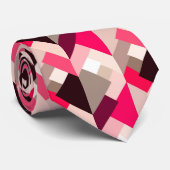 Cravate Triangles Abstraits modernes, Fuchsia rose et gris (Roulé)