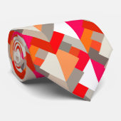 Cravate Triangles Abstraits modernes, orange, rouge et gri (Roulé)
