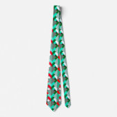 Cravate Triangles Abstraits modernes, Turquoise, Rouge et (Devant)