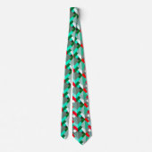 Cravate Triangles Abstraits modernes, Turquoise, Rouge et (Dos)