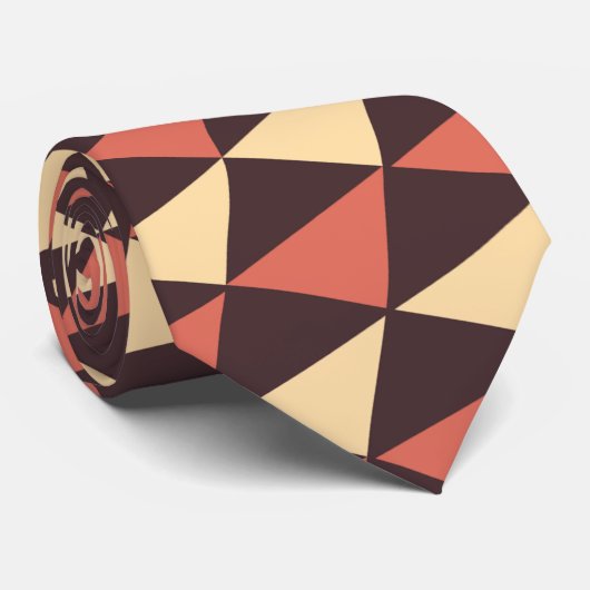 Cravate Triangles Beige Pêche Motif minimal (Roulé)
