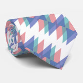 Cravate Triangles bleu et corail (Roulé)