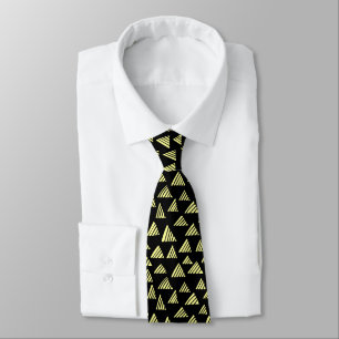 Cravate Triangles éclos 250319 - Chalk Jaune sur Noir