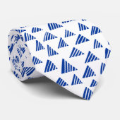 Cravate Triangles éclos 250319 - Marine profonde sur blanc (Roulé)