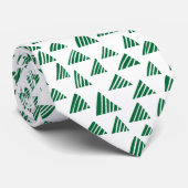 Cravate Triangles éclos 250319 - Vert forêt sur blanc (Roulé)
