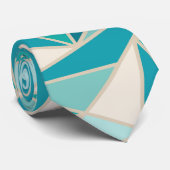 Cravate Triangles géométriques Abstraits, Lagon, Bleu, Sab (Roulé)