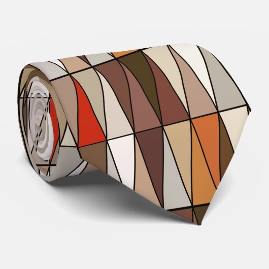 Cravate Triangles géométriques modernes, Beige, Brown, Rou (Roulé)