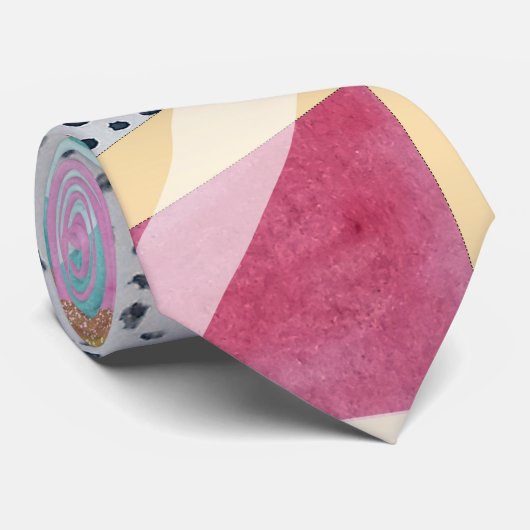 Cravate Triangles géométriques motif de peinture à la main (Roulé)