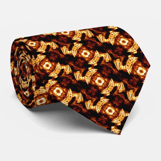 Cravate Triangles géométriques Orange Brown noir Abstrait (Roulé)