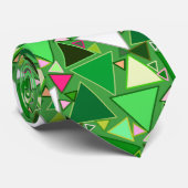 Cravate Triangles Modernes Du Milieu Du Siècle, Lime Vert  (Roulé)