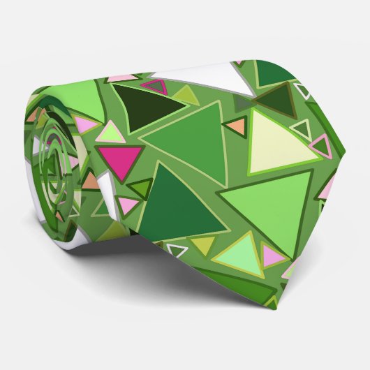 Cravate Triangles Modernes Du Milieu Du Siècle, Lime Vert  (Roulé)