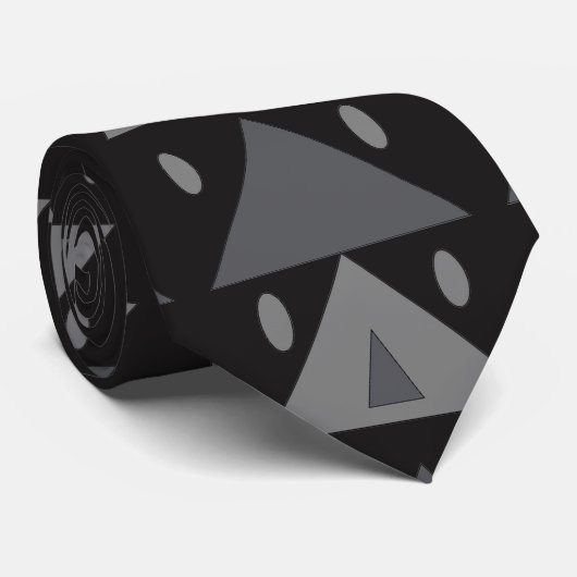 Cravate Triangles Motifs géométriques Ovales gris noir Fun (Roulé)
