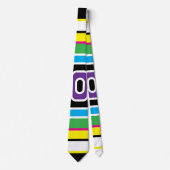 Cravate Triangles Noir Vibrant Motif géométrique (Devant)