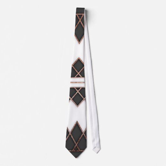 Cravate Triangles noires et blanches d'or rose chic (Devant)