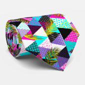 Cravate Triangles Style Neon Memphis (Roulé)