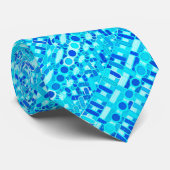 Cravate Tribal Batik - bleu turquoise, aqua et cobalt (Roulé)