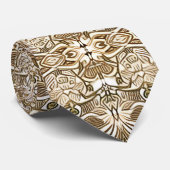 Cravate Tribal Batik Motif en Café Brown et Beige (Roulé)