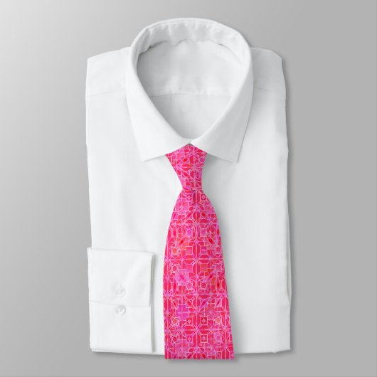 Cravate Tribal Batik - tons rose fuchsia (Attaché)