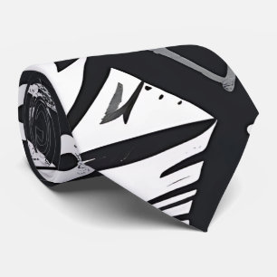 Cravate Tribal Chic Noir & Blanc Géométrique Art Abstrait