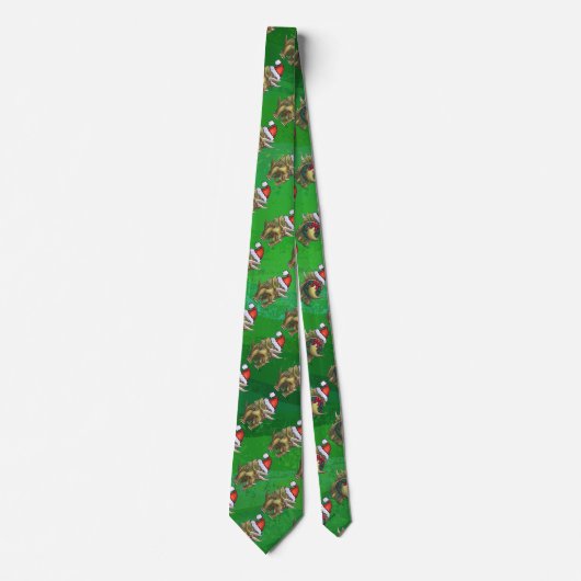 Cravate Tricératops vert Noël (Devant)