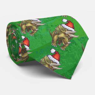 Cravate Tricératops vert Noël