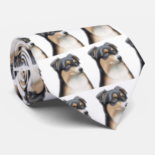 Cravate Tricolor Aussie Shepherd Tie (Roulé)