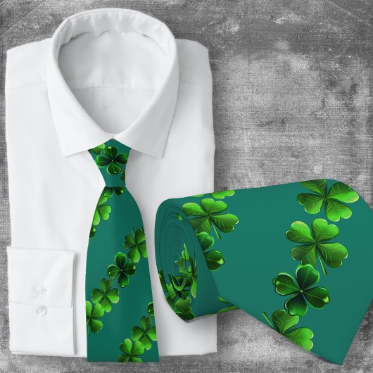 Cravate Tricot rayé Trèfles à quatre feuilles Irlandais