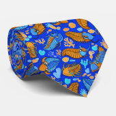 Cravate Trilobites sur arrière - plan bleu foncé (motif en (Roulé)