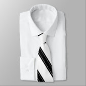 Cravate / Triple bande noire sur motif blanc (Attaché)