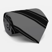 Cravate / Triple bande noire sur motif gris (Roulé)