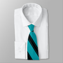 Cravate / triple bande noire sur motif Turquoise