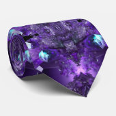 Cravate Trippy Abstrait Fractal Purple 3D (Roulé)