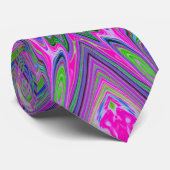 Cravate Trippy Abstrait violet, orange et papillon vert (Roulé)