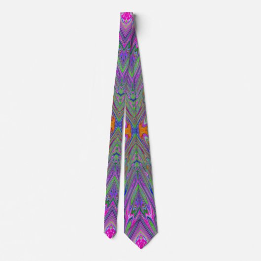 Cravate Trippy Abstrait violet, orange et papillon vert (Dos)